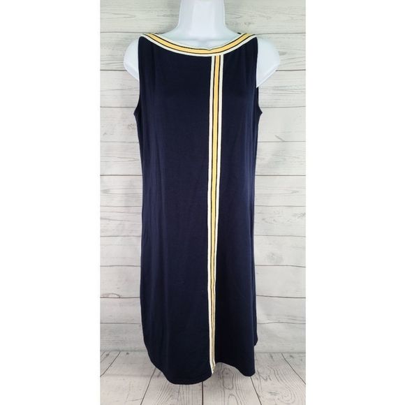 Trouble At The Mill Shift Dress Blue Yellow - Picture 1 of 9